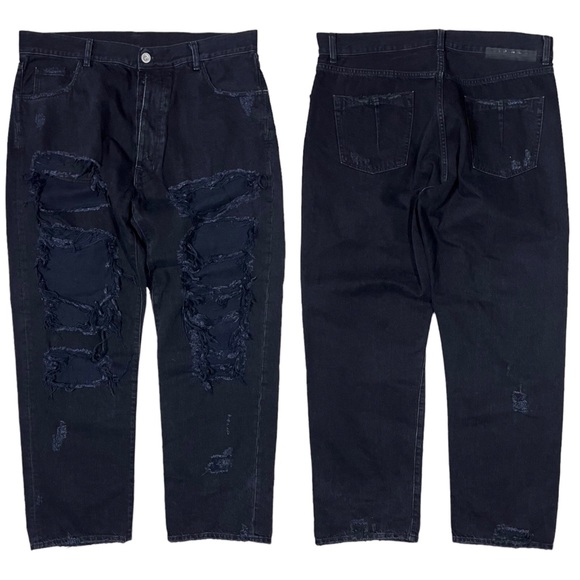 Ben Taverniti Unravel Project Distressed Ripped Baggy Jeans Black Unisex Size 29 - Picture 1 of 6